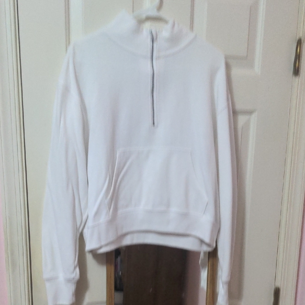 White Half-Zip Pullover